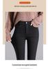Women's Winter 2025 High-Waisted Thick Cotton Black Lambswool Pants