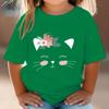 Fast Food Cat T-Shirt Girls Tee Shirts Kids Fashion T-shirts Funny Cat Graphic Tops Cartoons Boys Shirts Clothes