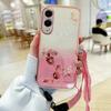 KADEM For Samsung Galaxy S25 Edge Case Flower Pattern TPU Gradient Phone Cover with Lanyards