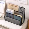 3 Layer Black Metal Mesh Document Tray Desk Organizer Notebook Stand for Office Desktop Storage Supplies