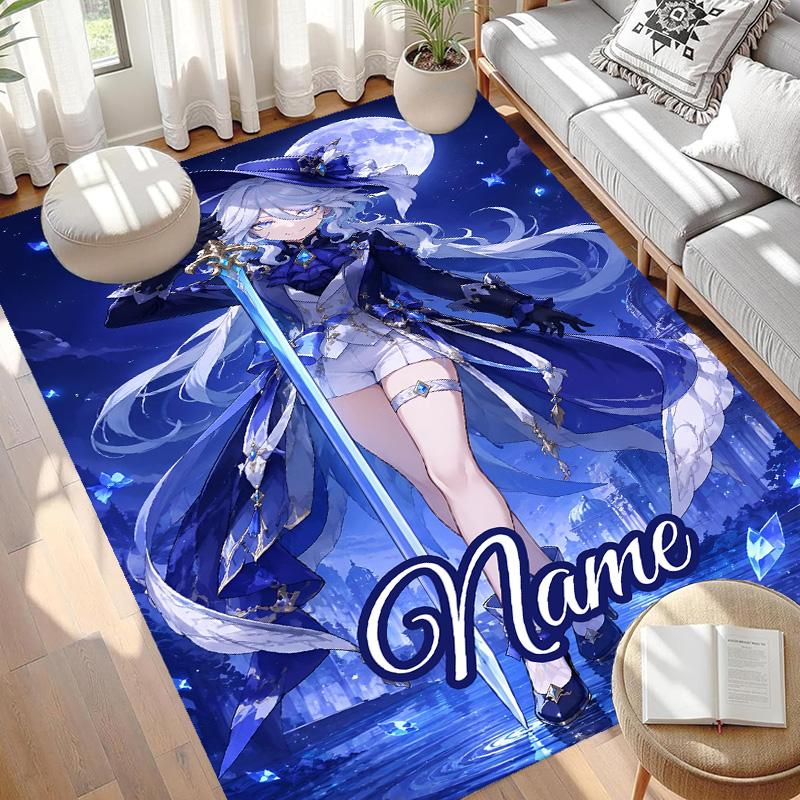 Custom Name Personalized Genshin Impact Print Carpet, Versatile Home Decor Rug, for Playroom, Apartment, Balcony, Entryway, Hallway Gift