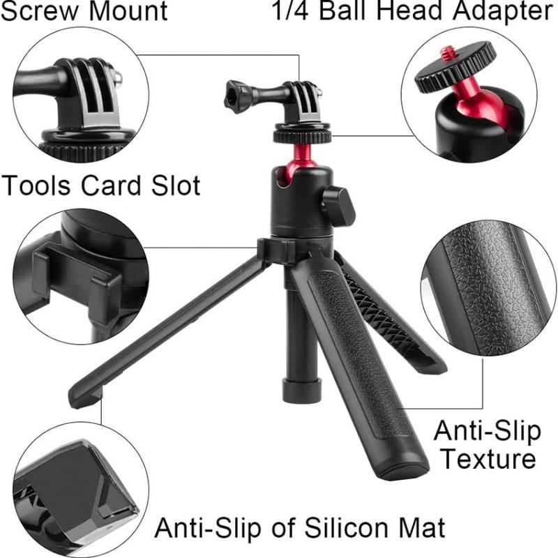 Mini Tripod Smartphone Action Camera GoPro DJI Osmo Mobile Desktop Selfie Stick Handheld Stand Adjustable 22-45cm