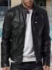 American retro PU leather jacket stand-up collar slim European and American tough guy motorcycle punk leather jacket
