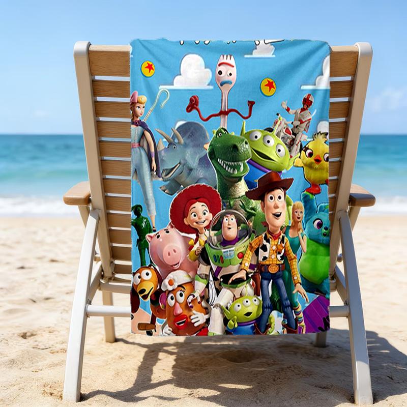 1pc Toy Story2 Beach Towel with Custom Name, Beach/Swimming/Bath/Picnic/Camping Towel, Suitable for Seaside Beaches