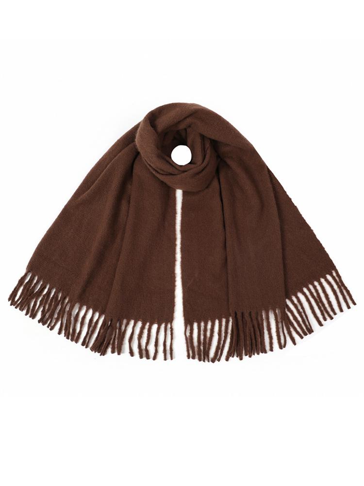 Women Simple Solid Knitted Scarf Headscarf Elegant Lady Casual Tassel Warm Scarve Mujer Foulard Big Wrap Shawl Winter New