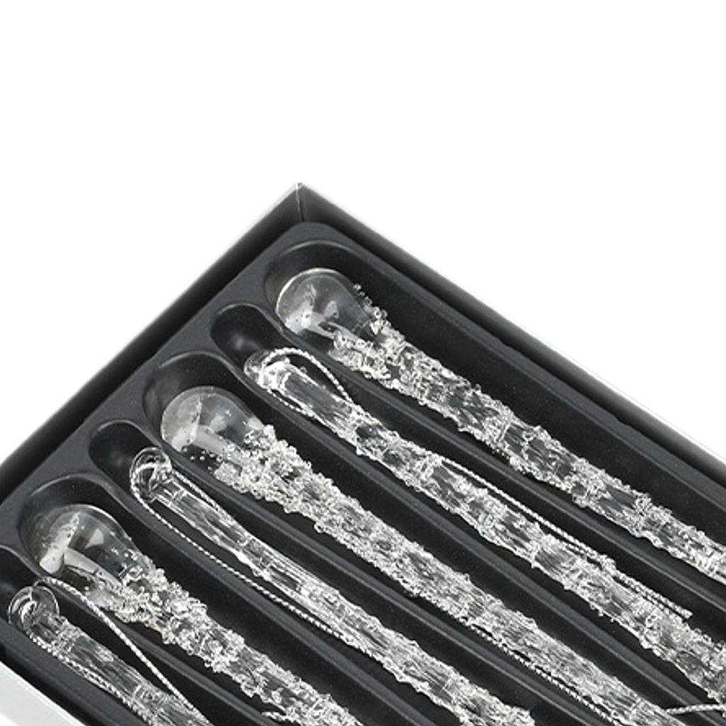 6Pcs Glass Icicle Ornament Xmas Decor Lightweight Hanging Drop Ornaments Christmas Tree Decoration Charm Pendant for Festival