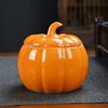 Ceramic Pumpkin Jar Simulated Pumpkin Shaped Storage Jar with Lid Candy Jar Halloween Airtight Treat Food Container Decoration