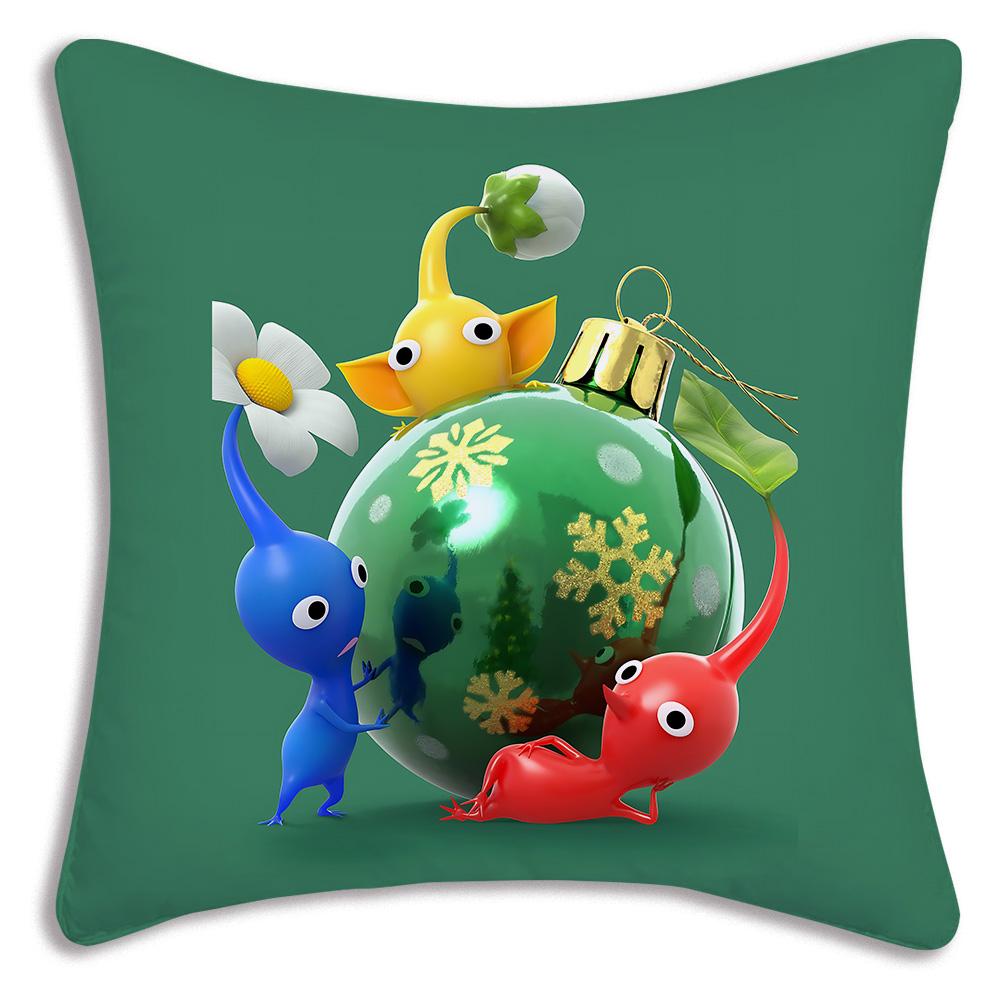 Pillow Covers Cartoon Anime P-Pikmins Sofa Decorative Home Double-Sided Printing Short Plush Cute Cushion Cover