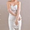 Pearl Mesh Bridal Wedding Dress Tulle Gloves Long Dinner Party Sheer Gloves Travel Pography Accessories