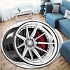 Silvery Black Wheels Printing Round Carpet Living Room Bedroom Kitchen Bathroom Floor Mat Soft Circle Rug Birthday Decor