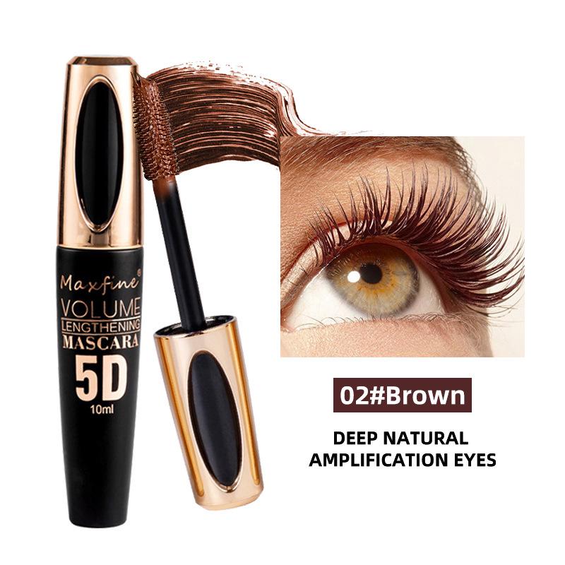 

MAXFINE 5D Waterproof Mascara: Sweatproof, Smudge-Resistant, Thickening, Lengthening with Silicone Brush.