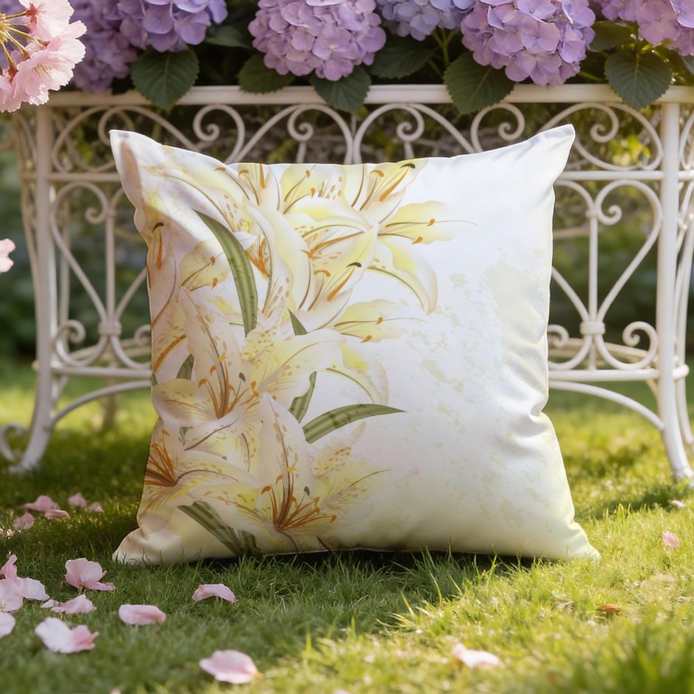 Saffron Color Floral Cushion Cover Home & Car Dual-Scene Pillow Cover: Reversible for Premium Comfort