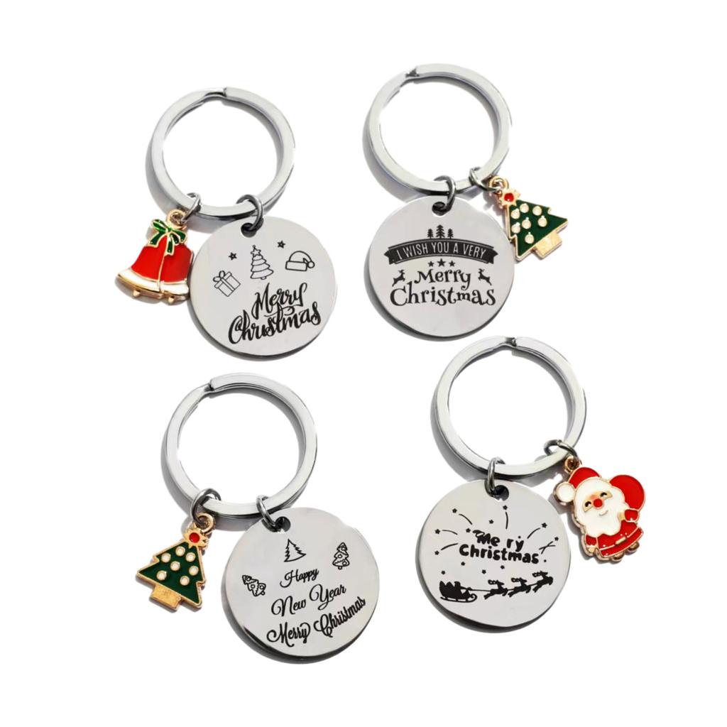 Świąteczny brelok z kółkiem na klucze Noworoczny świąteczny wisiorek Prezent Materiał ze stali nierdzewnej Prezent świąteczny