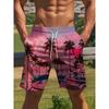 3D Printed Vibrant Street Shorts Abstract Design Tropical Plant Pattern Suitable for Party Casual Beach Shorts Party Shorts