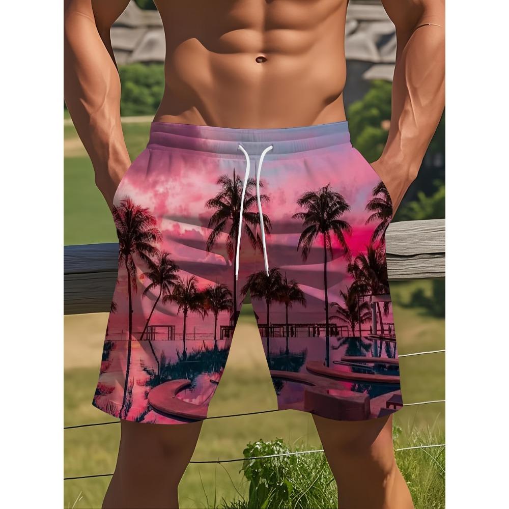 3D Printed Vibrant Street Shorts Abstract Design Tropical Plant Pattern Suitable for Party Casual Beach Shorts Party Shorts