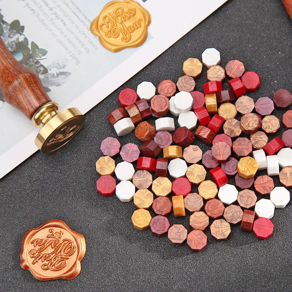 100pcs Wax Seal Tablet Multicolor Vintage Octagon Wax Seal Beads DIY Craft Handmade for Envelope Decor for Wax Stamp Sealing