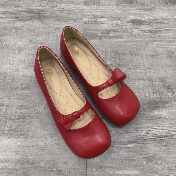 Fashion Flat Shoes for Women Spring and Autumn 2025 New Square Toe Bow Shallow Mouth Ballet Flat Shoes Plus Size Women's Shoes 41-43
