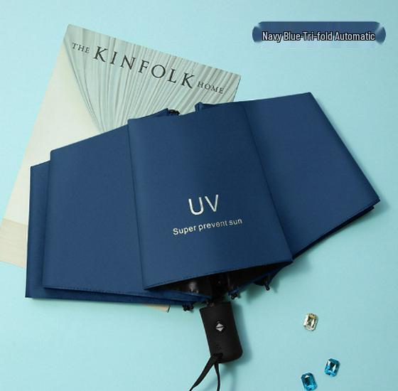 Thickened Black Glue Manual Folding Umbrella: Sun & Rain Protection for Men