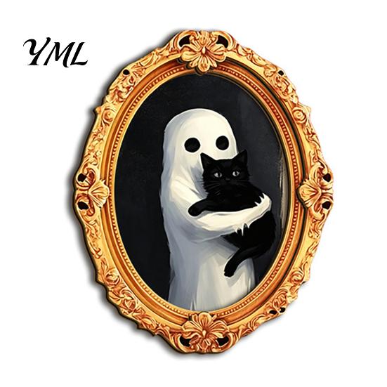 Refrigerator Magnet Set 1/6Pcs Halloween Retro Frame Magnet, Wooden Fridge Kitchen Appliance Accessories Decoration, Memo Note Holder for Holiday
