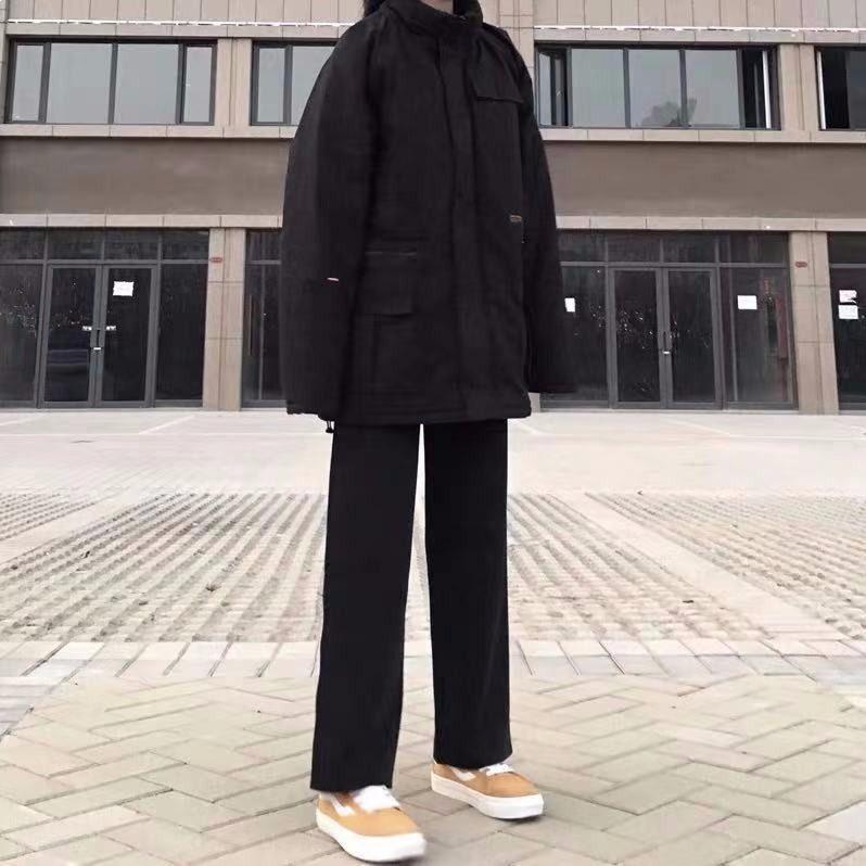 

Women s Black High-Waisted Wide-Leg Trousers, Korean Style, Spring/Summer Casual Cropped Pants XS 70-80