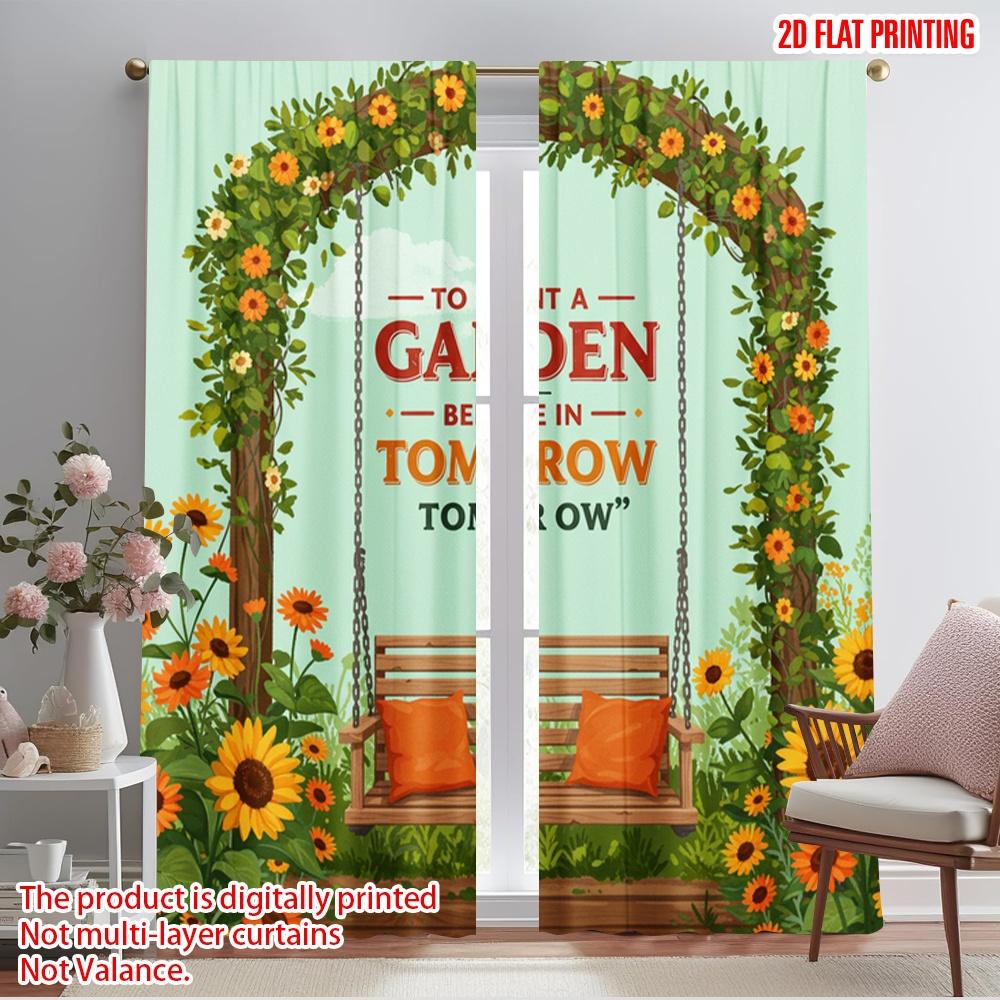 

2pcs 2D flat printing Window Curtains Plant Garden Believe Tomorrow_a Fabric Without Electricity Birthday Party Perfect for 52.50×116.00 CM 2pcs