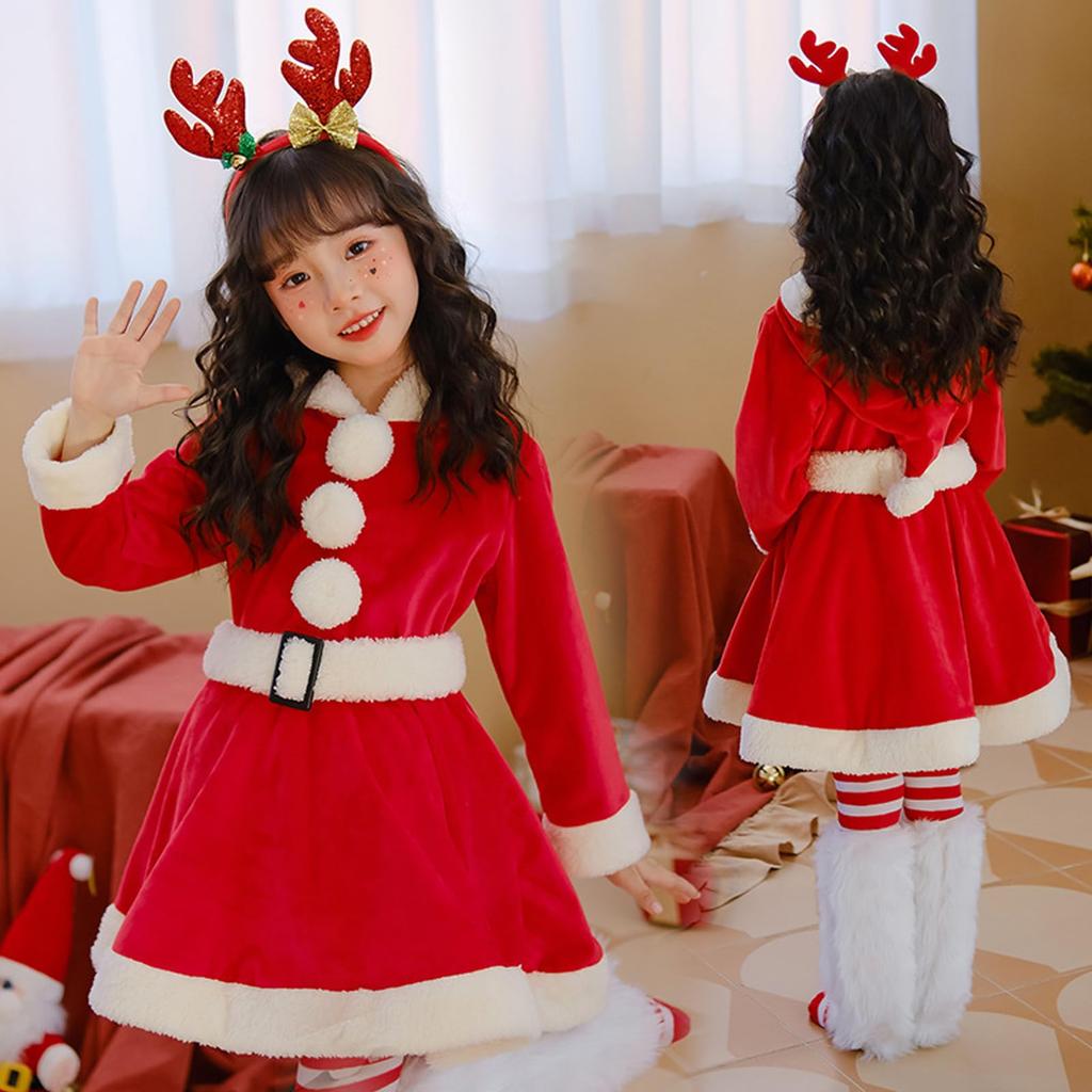 Santa Costume for Santa Santa Santa Christmas One Santa Fluffy New School Set [CSILOVEE] Kids, Claus, Cosplay, Clothes, Costume, Kids, Girls, Piece,