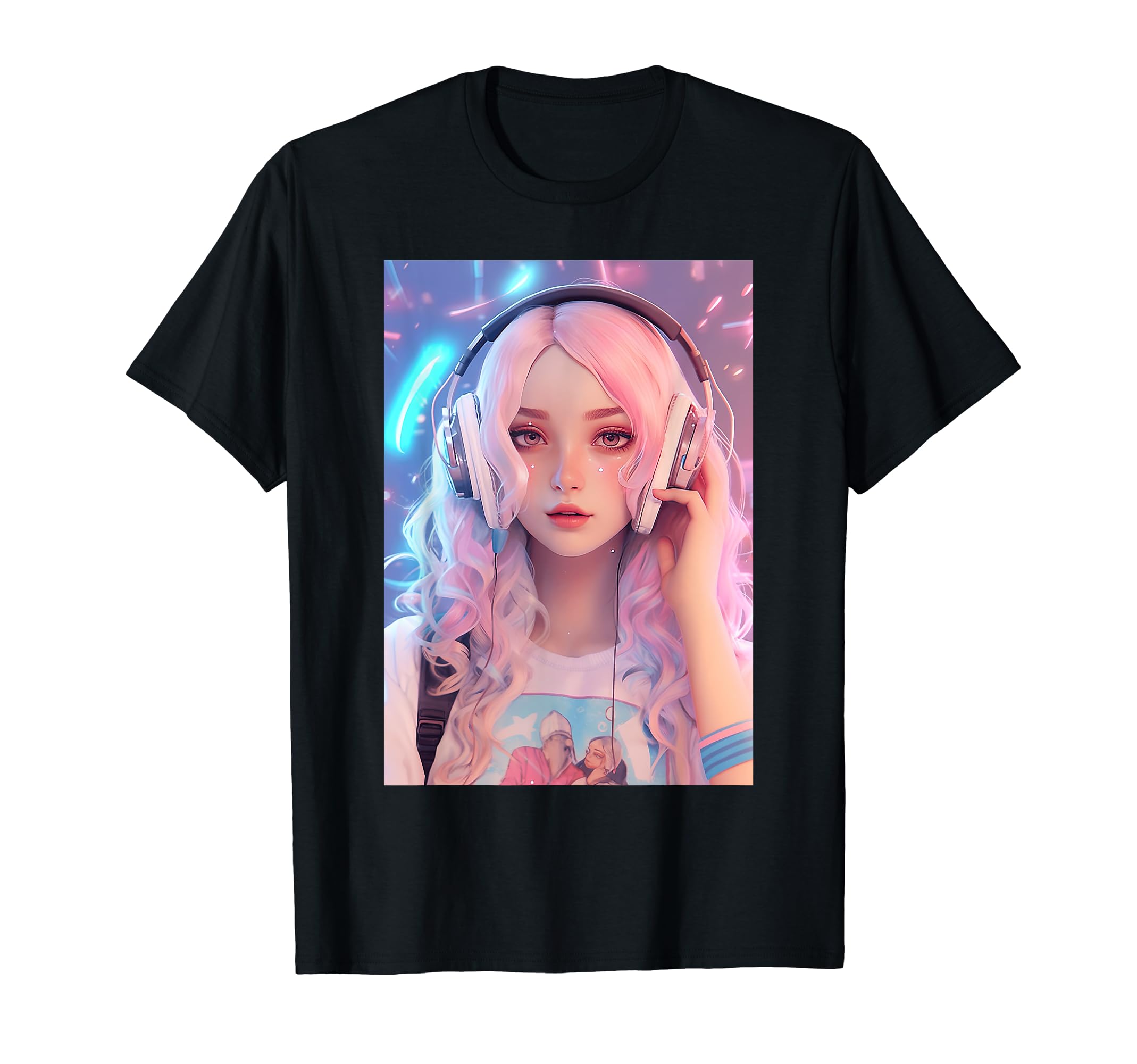 

Аниме Lofi Girl Vaporwave Egirl Эстетическая японская футболка чёрный