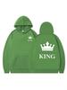 Women's Crown Print Loose Hoodie - Thickened Autumn/Winter Pullover