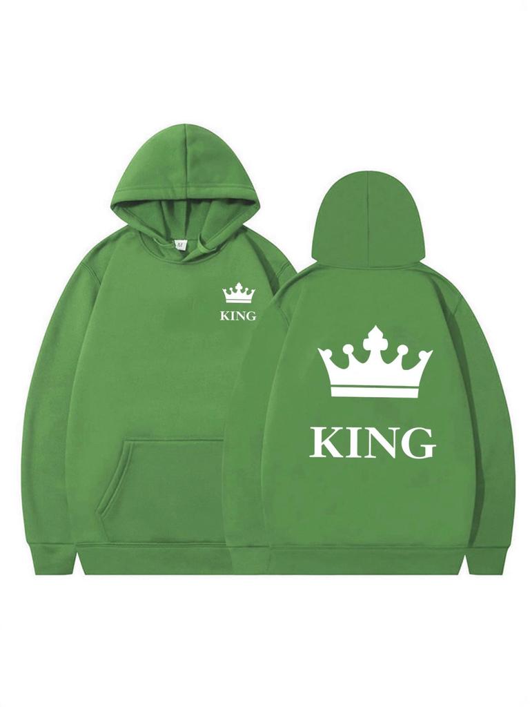 Women's Crown Print Loose Hoodie - Thickened Autumn/Winter Pullover