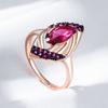 Shiny Red Natural Zircon Rings For Women Fashion Geometry  Rose Gold Color High Quality Daily Fine Vintage Jewelry