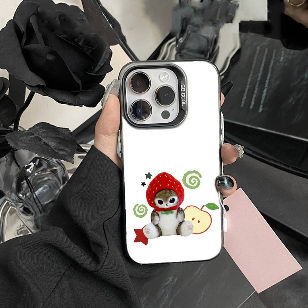 Big-eyed Goofy CAT Silly Phone Case For iPhone17, 16,15,14,13,12 Pro Max Black Candy Matte Shockproof Cover