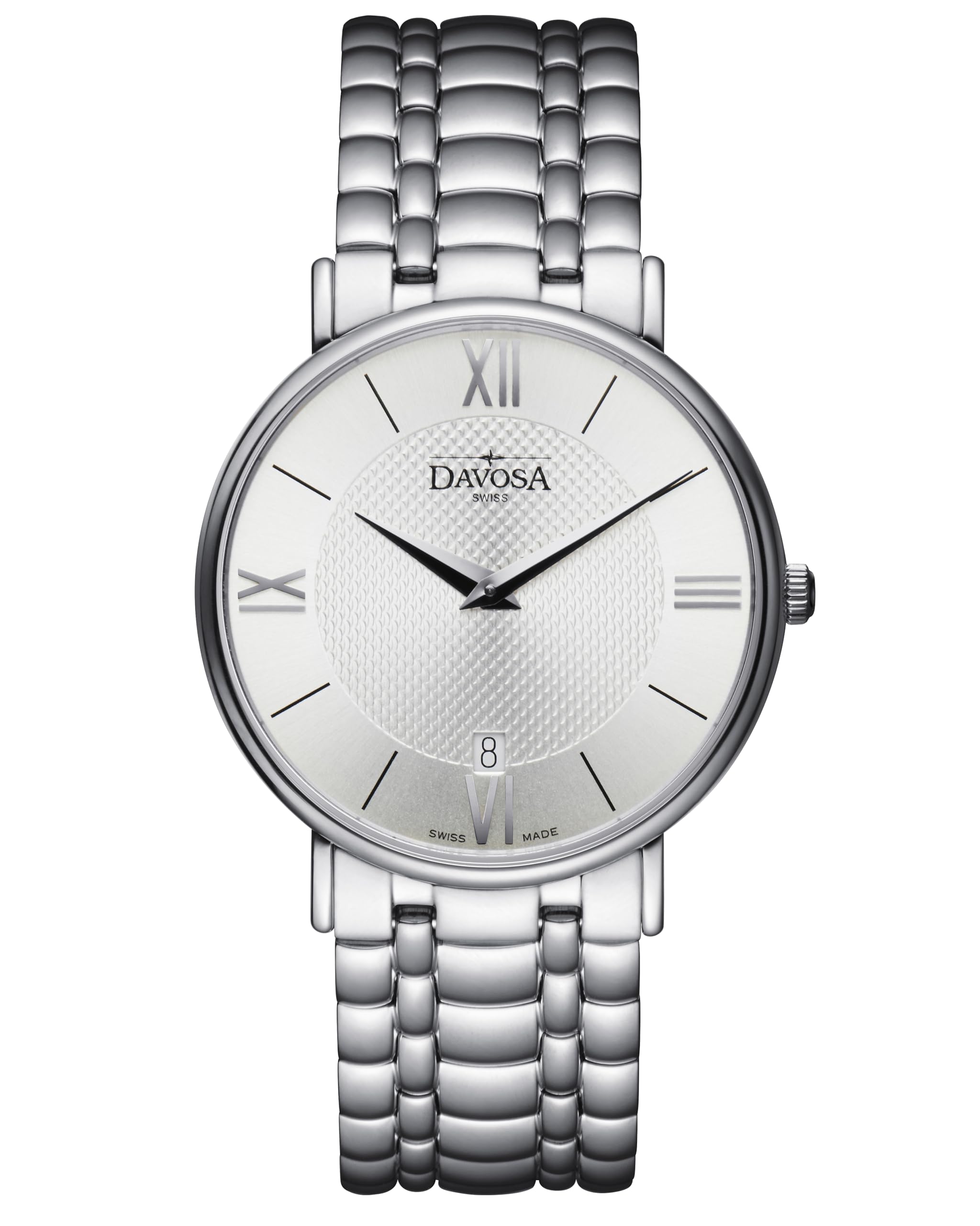 

Pianos II Swiss Made Watch with 2 Hands and Silver [Davosa] Date, 163.476.15, Men s,