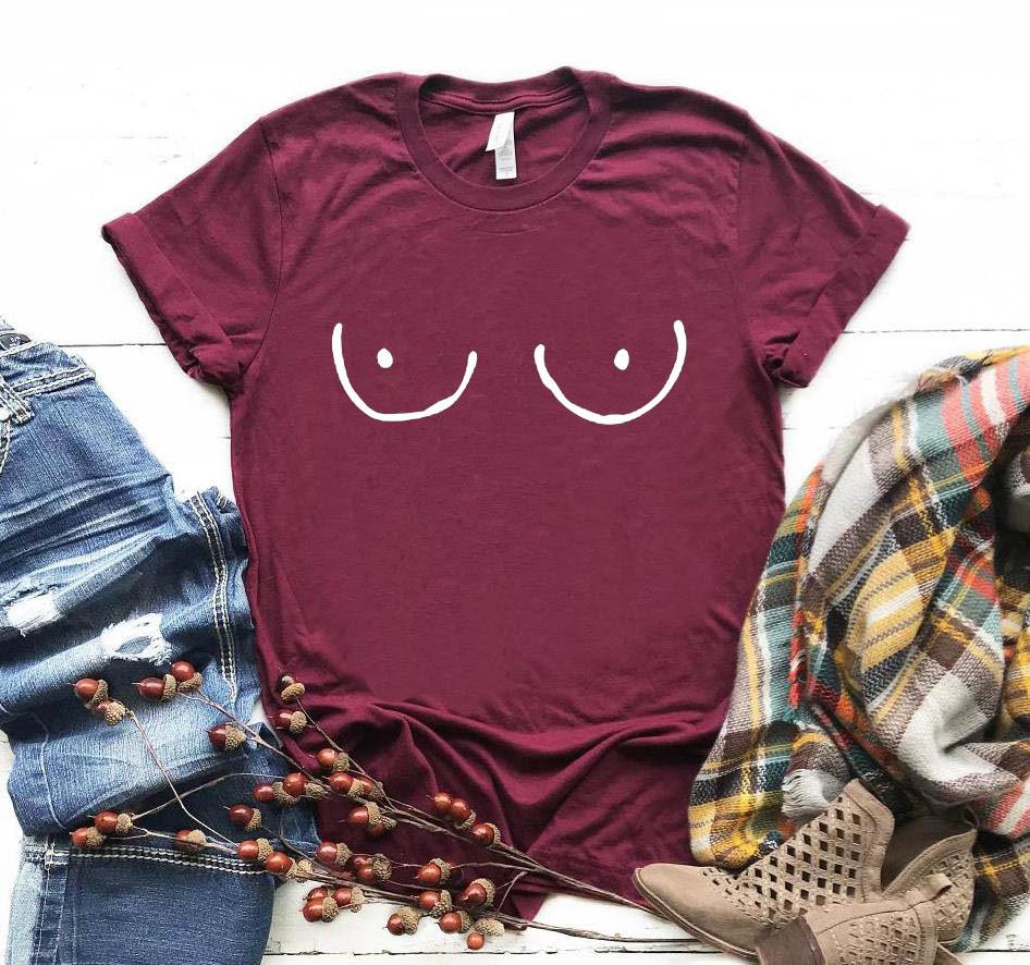 Unisex Graphic Tee - European American Street Style Wine Red (White Letters)