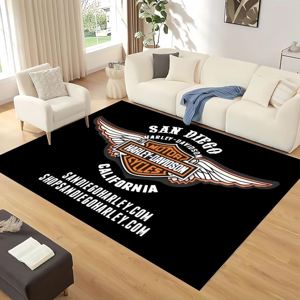 3D Vintage Motorcycle H-Harleys Style Large Area Rug – Non-Slip Floor Mat for Garage, Living Room, Bedroom, Doormat Decor & Gift