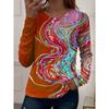 Women's T-shirt 3D Art Painting Abstract Print Fashion Long Sleeve Round Neck Regular Top Holiday Weekend Spring Autumn