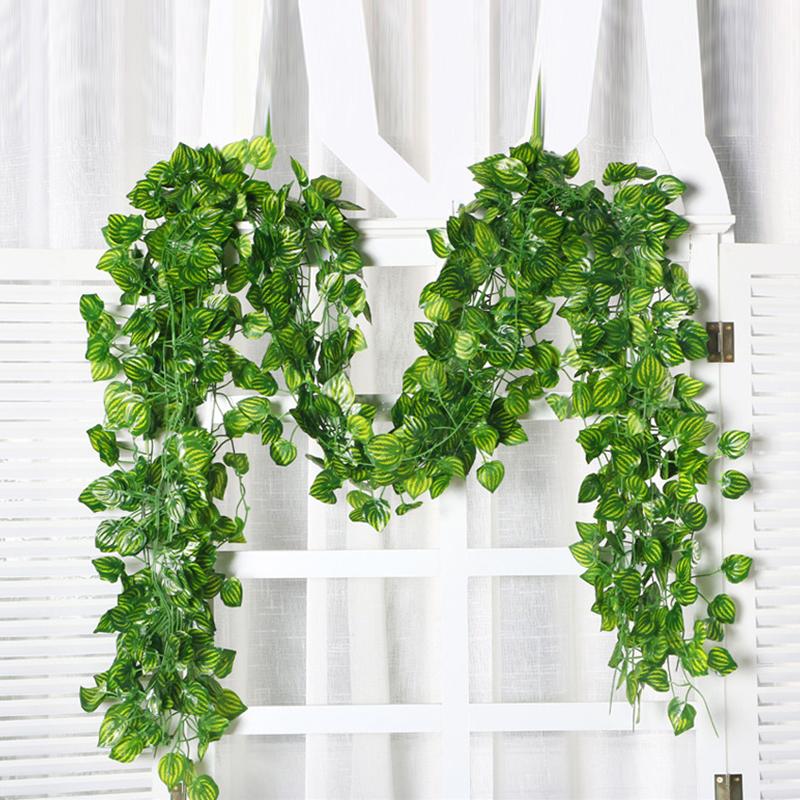 Artificial Plant Creeper Silk Green Leaves Rattan for Home Decoration Background Wall Fake Plants Houseplant Wedding Arch Decor