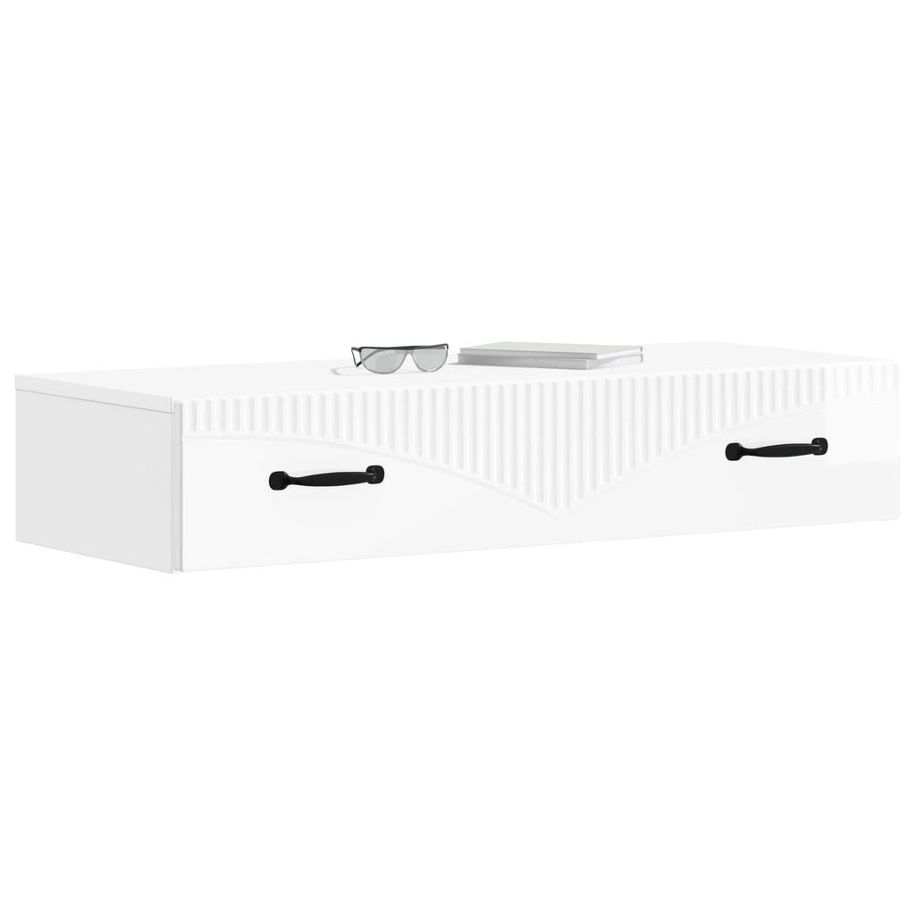 Wall Mounted Side Table High Gloss White 87.5 x 34.5 x 17 cm