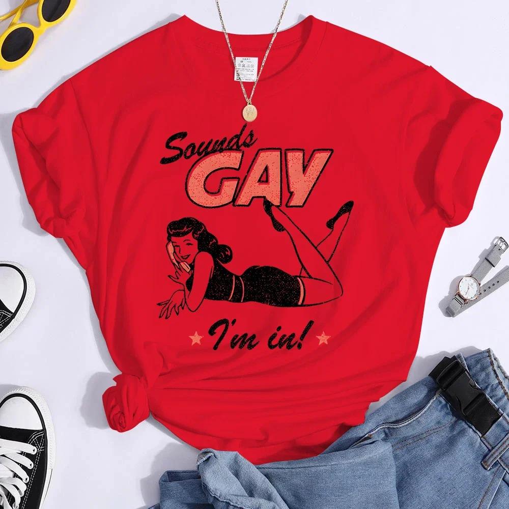 Vintage LGBT T Shirt Sound Gay Funny Tees Personality Y2k Tops Pride Month Lesbian Bisexual Shirts Fashion Casual Female T Shrit