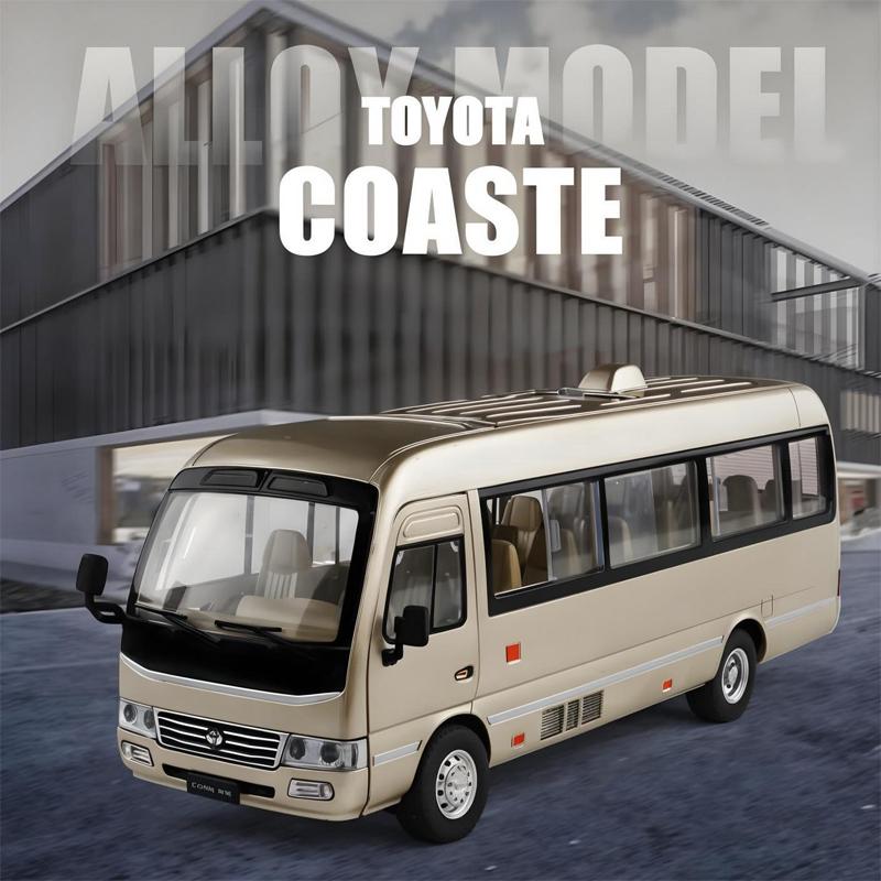 1/24 Scale Toyota Coaster Medium Business Minibus Alloy Diecast Model Car Collecting Hobbies Decorative Trendy Ornaments Birthday Gift