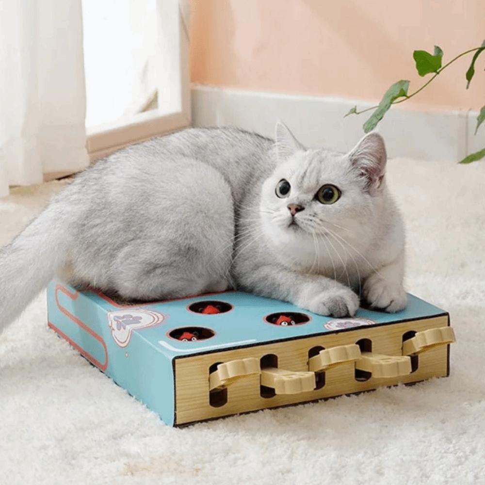 Corrugated Paper Cat Hitting Hamster Interactive with Rocking Cat Scratcher Cardboard Toys Entertaining Durable
