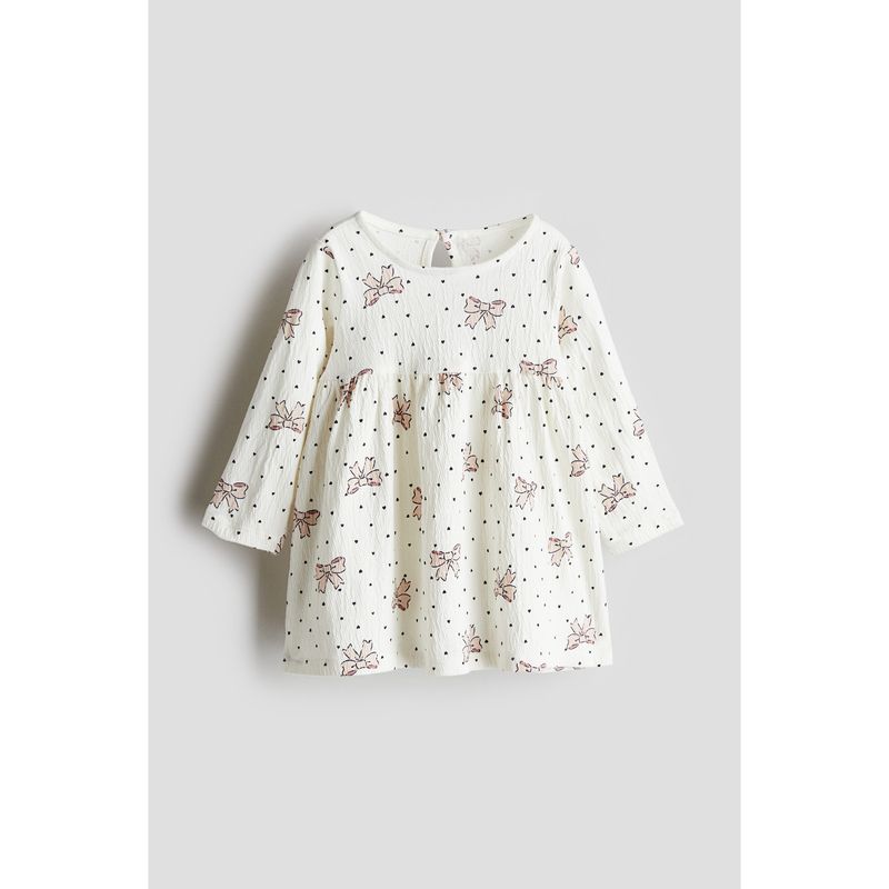 

HM Children s Autumn Clothing Baby Girl Cute Casual Pleated Knitting Dress 1238101 White/Bows 90/52