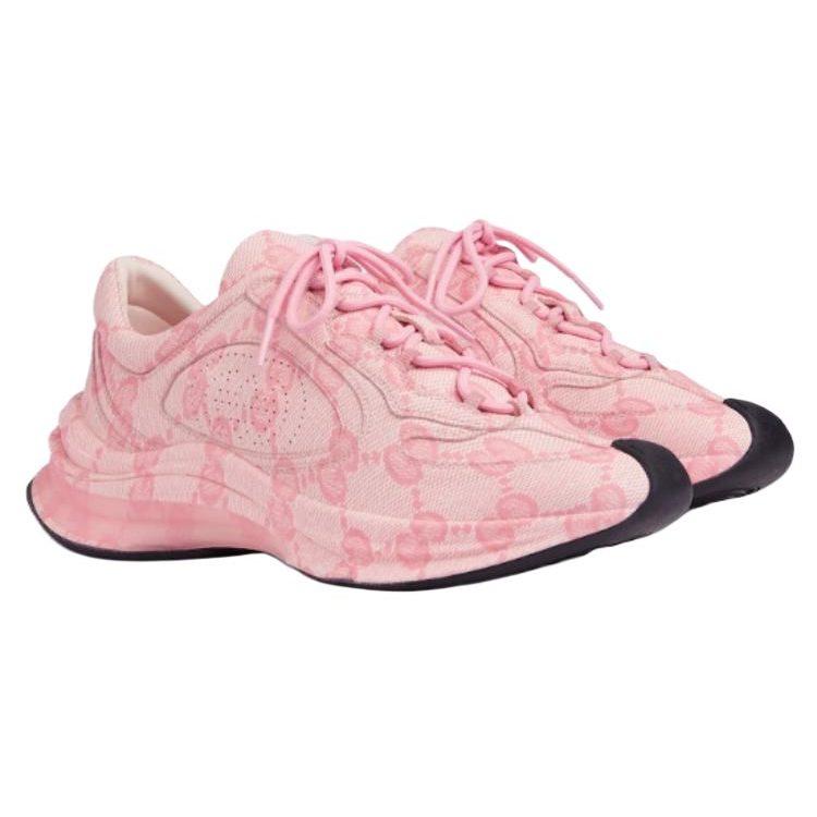 Gucci RUN Leather Low Top Casual Shoes Women's Pink 725612 AABEB 6905