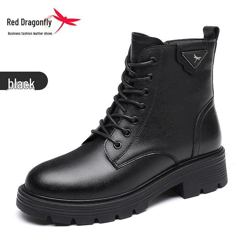 Red Dragonfly Women s Velvet-Lined Winter Martin Boots, Warm Soft Sole, Thick High Top, Autumn/Winter British Style. 37