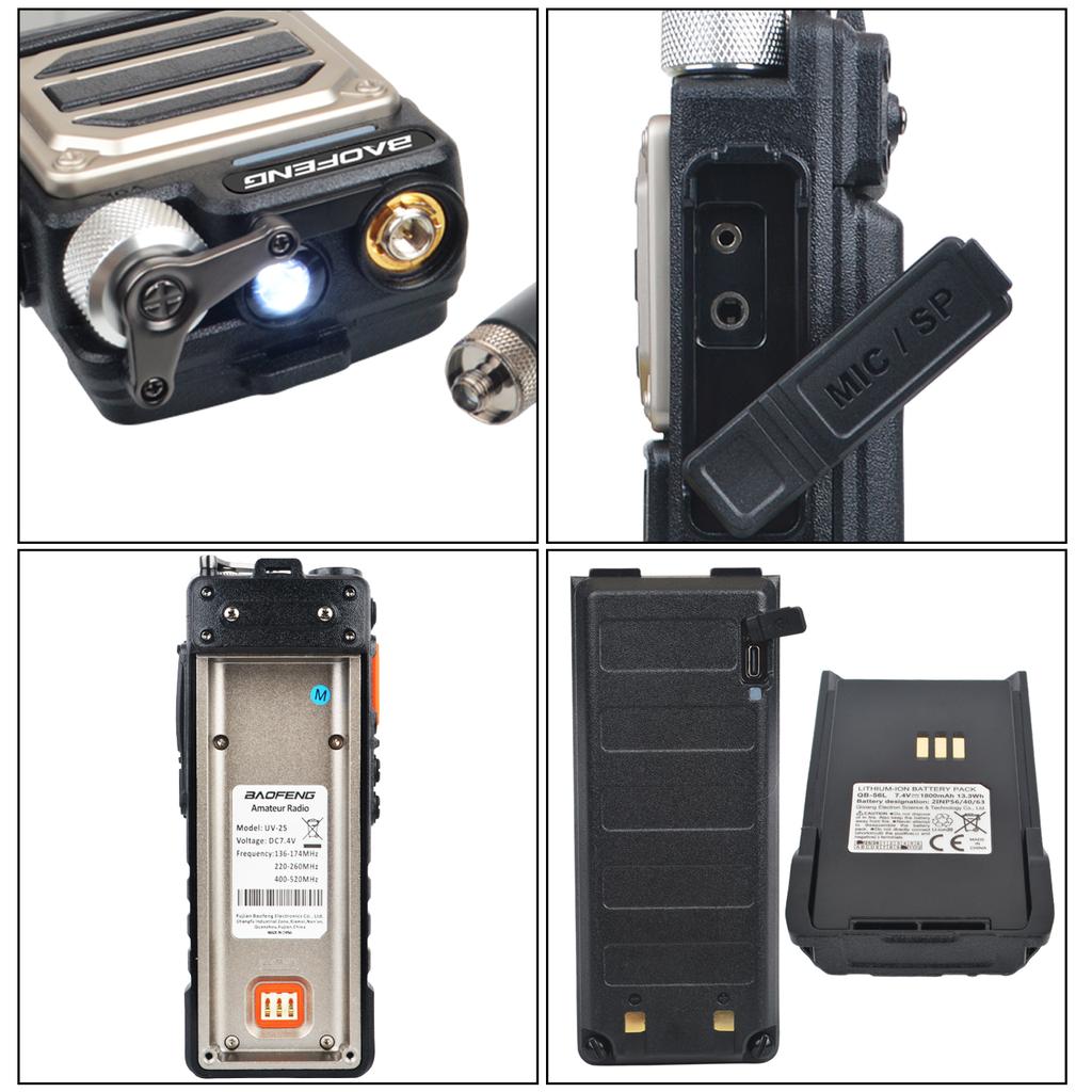Baofeng Walkie Talkie UV-25 Air Band Receive Multi-Band 10W VOX Scambler Multi- FM Radio UV-25M w/5200mAh Type-C Battery