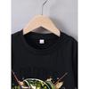 European sizes Boys' Summer Short Sleeve "Dad's Fishing Buddy" Fishing Print T-Shirt