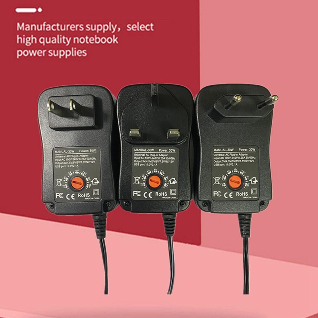 Power Supply Universal Adapter Wear Resistant Plastic Adjustable Power Adapter 2A 312V US Plug 30W