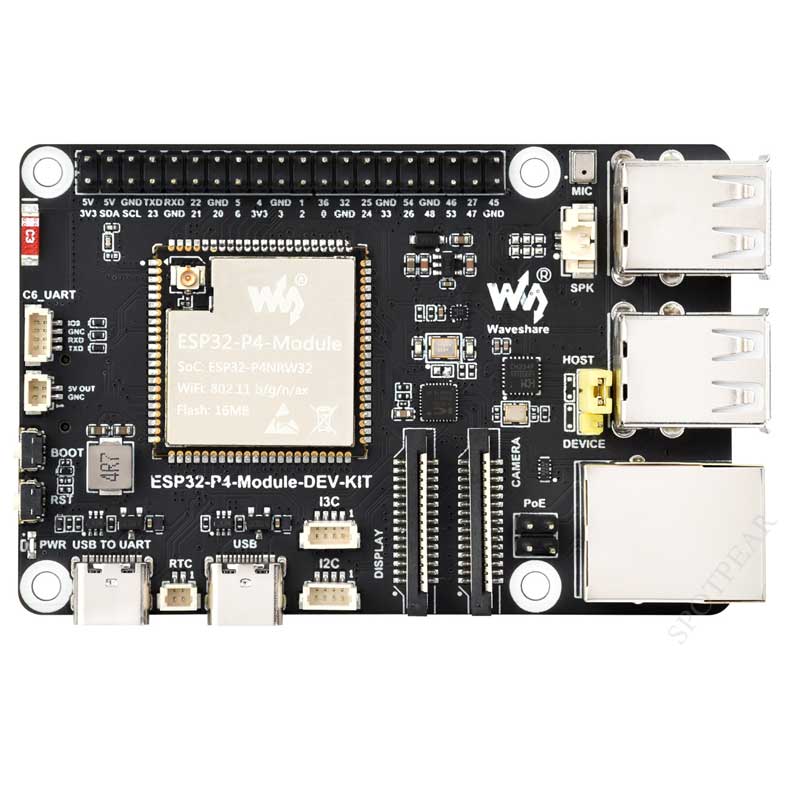 ESP32-P4 Development Board C6 MIPI CSI Camera 7/10.1 inch DSI Display /RJ45 Eth /Mic/ Audio / WiFi 6 Bluetooth 5 Waveshare