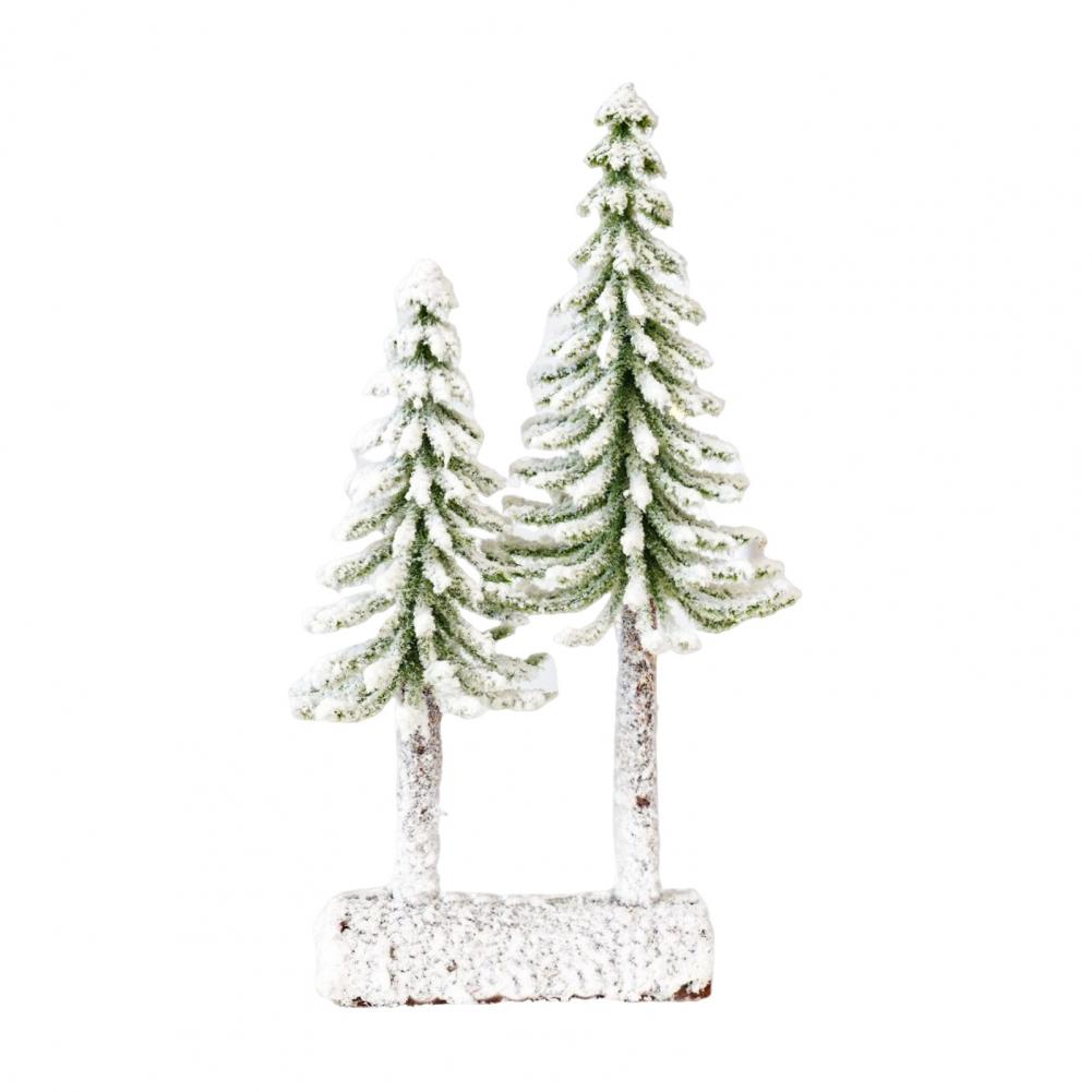 Mini Christmas Tree Artificial Bottle Brush Tree with Wooden Base Small Snow Frost Flocked Pine Tree for Winter Home Decor