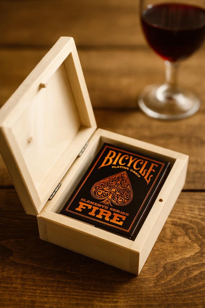 BICYCLE FIRE Playing Cards 1 DECK in a Wooden Box