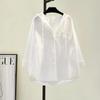 Oversized Tops Long Sleeve Fashion Korean White Blouse Women Shirt Hooded Casual Cotton Blouses
